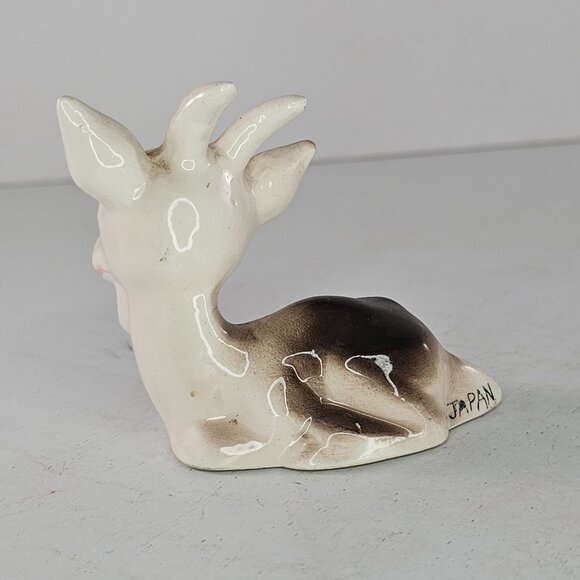 Vintage Ceramic Goat Figurine Lying Down Japan - Picture 4 of 9